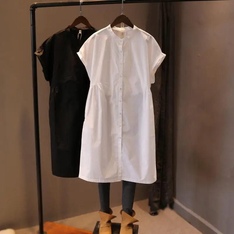 Блузка Женская длинная из хлопка и льна Свободный пуловер оверсайз в стиле ретро