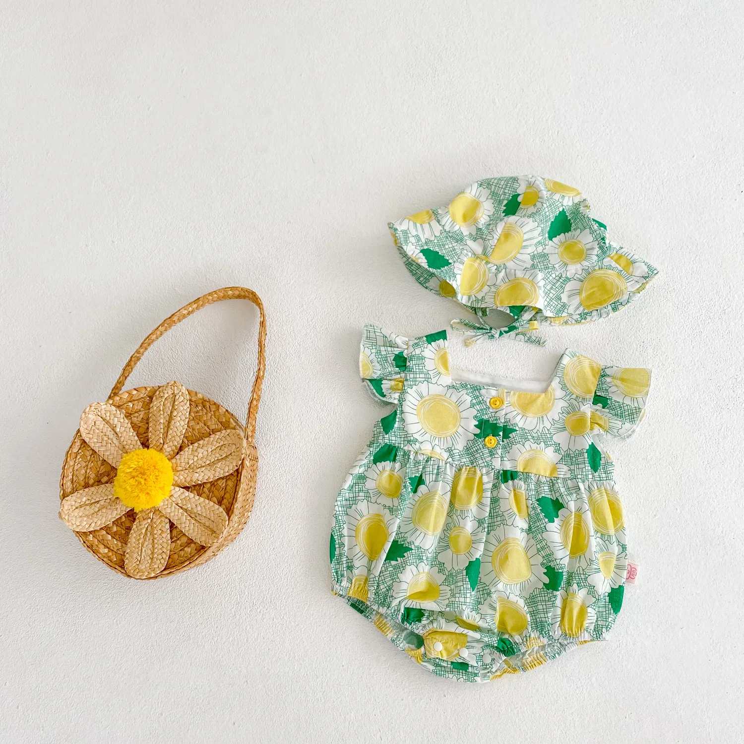 

Newborn Kids Bodysuit Baby Boy Girl Clothes Jumpsuit Sunsuit Romper Print Children's Clothes Baby Summer Clothing+Hat