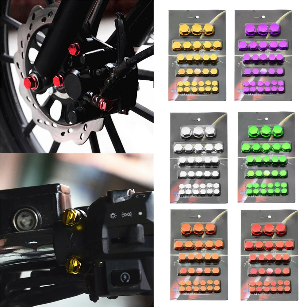 

30Pcs Universal Motorcycle Screw Nut Bolt Cap Covers Accessories Red/Yellow/Purple Chrome Plating Plastic For Kawasaki For Honda