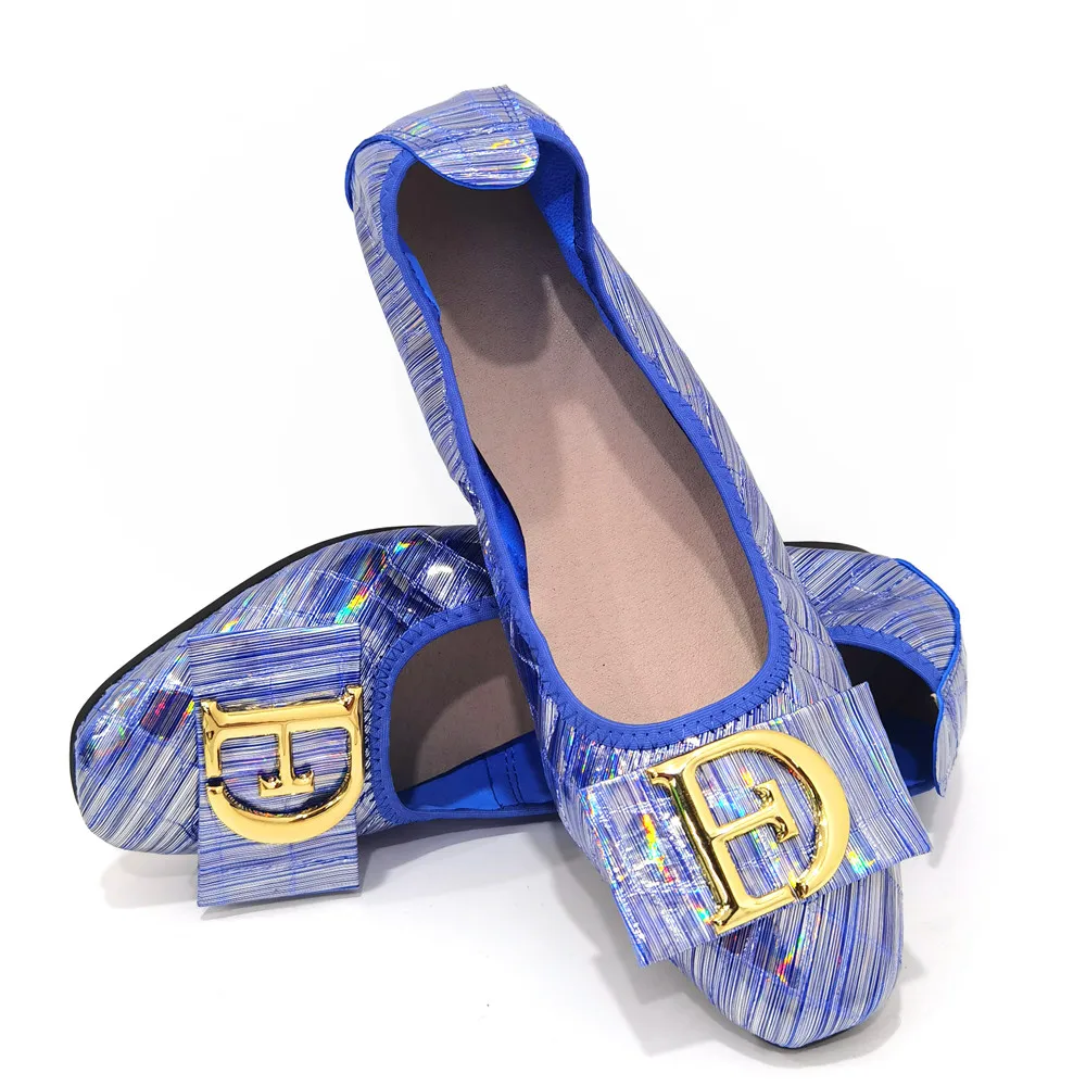 

Royal Blue African Girls Fashion Alloy Leather Women Summer Square Toe Ballet Flats Shallow Mouth Simple Flat