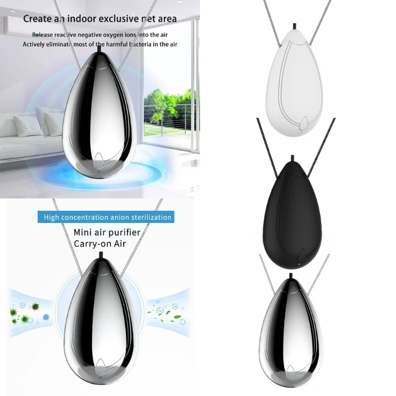 

1Pc Air Purifier Wearable Necklace Personal Car-Mounted Around The Neck Remove Smell Rechargeable Travel Ion Negative Filter