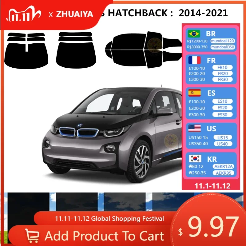 

Нанокерамическая Автомобильная УФ-пленка Precut для окон, автомобильная пленка для окон для BMW серии I3 хэтчбек 2014-2021