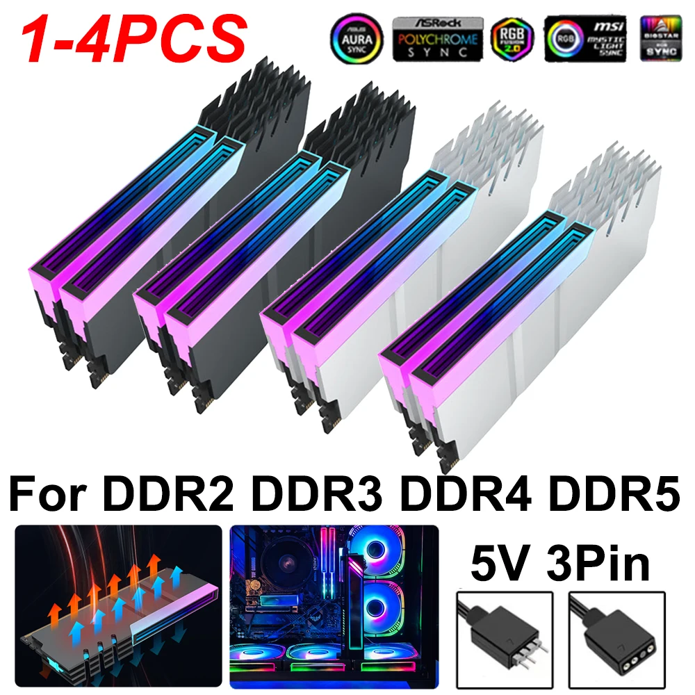 4-1 шт., радиатор для оперативной памяти DDR2, DDR3, DDR4, DDR5 ...