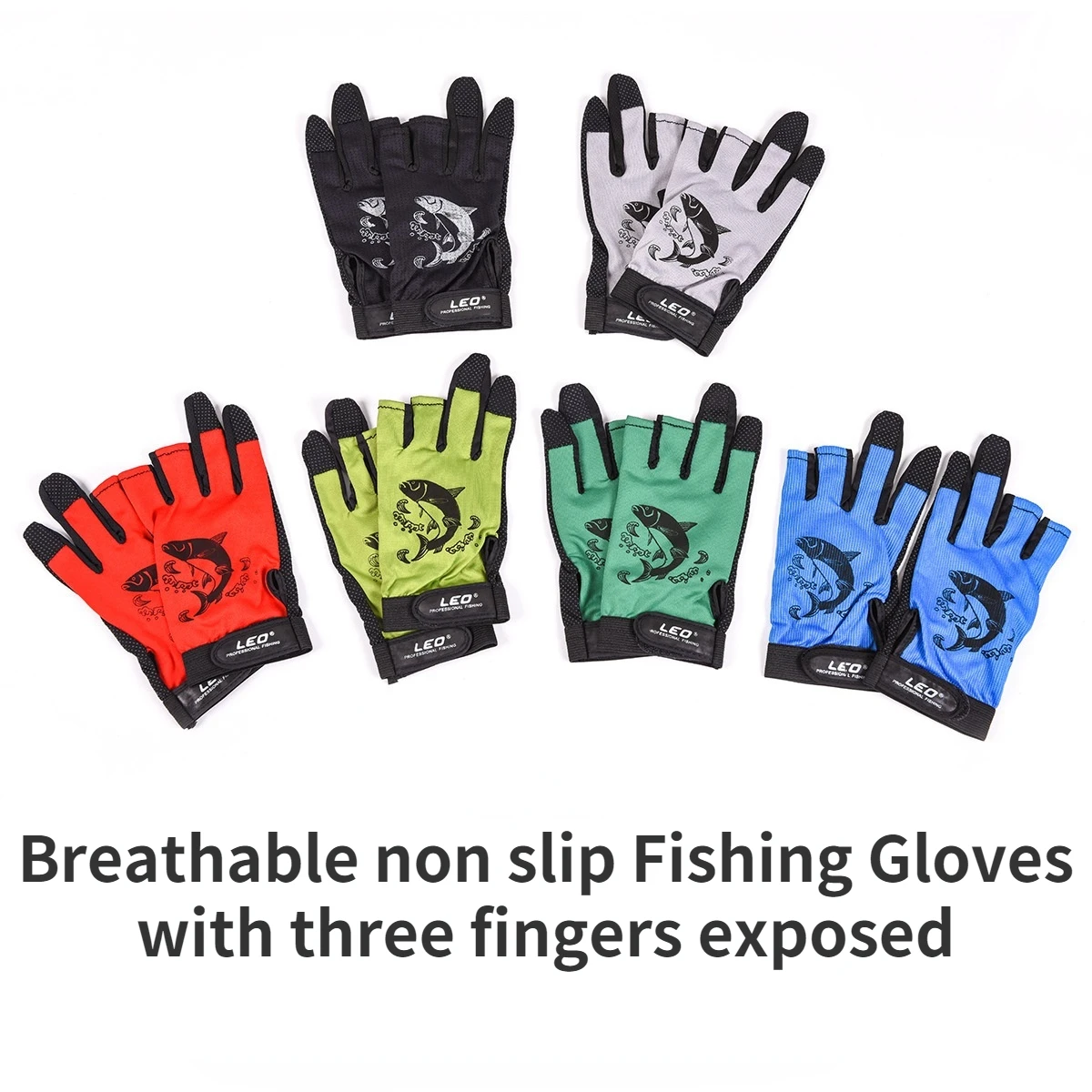 

Fish Jump Series Non-Slip Quick-Drying Fishing Gloves Road Three Finger Sports Outdoor Gloves