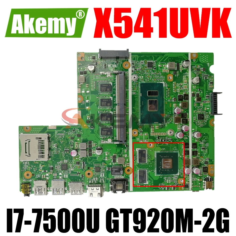 

AKEMY X541UVK Laptop Motherboard For ASUS X541UJ X541UV Original Mainboard 4GB-RAM I7-7500U GT920M-2G