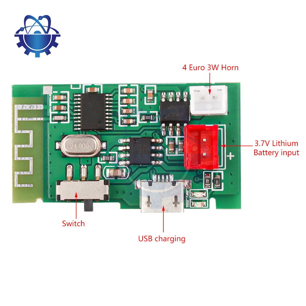 

Audio Amplifier Board Power Amp Module 3W 4Ω PCBA Battery Charging Function 3.7V Lithium Battery Bluetooth Amplifier Board