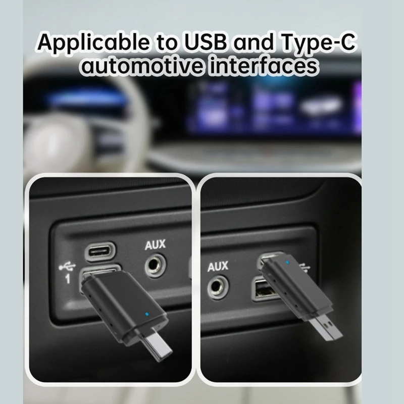 Беспроводной адаптер 2-в-1 Carplay Android Auto Smart AI Box Dongle Поддержка USB и Type-C Проводной к