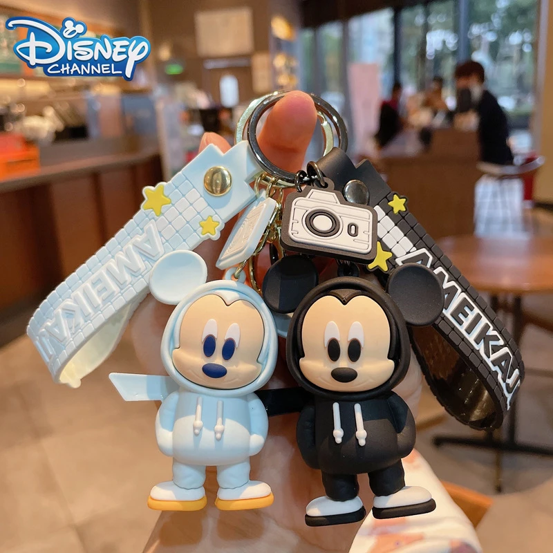 

Disney Cartoon Mickey Minnie Keychain Women Anime Stitch Doll Couple Backpack Pendant Key Chain Keyring Accessories Friends Gift
