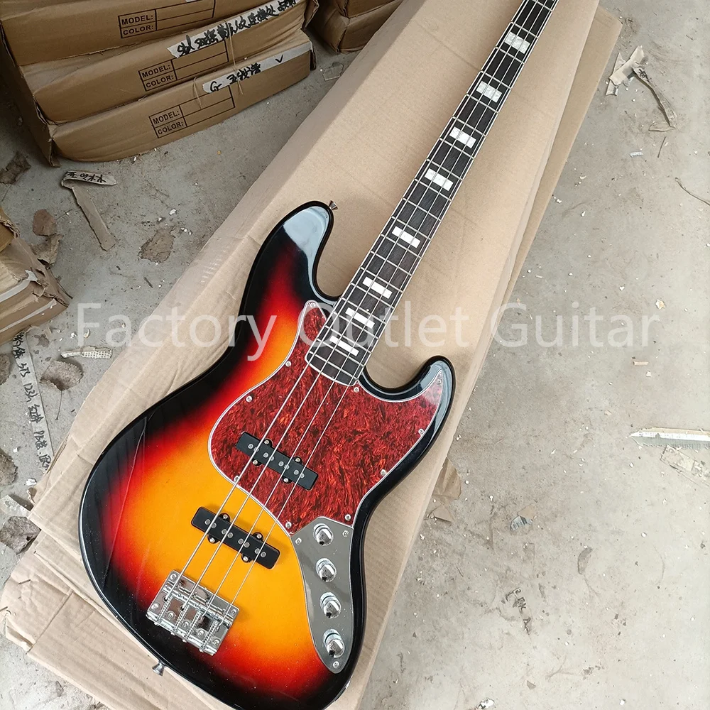 

4 Strings Tobacco Sunburst Electric Bass Guitar with Active Circuit Rosewood Fretboard Customizable