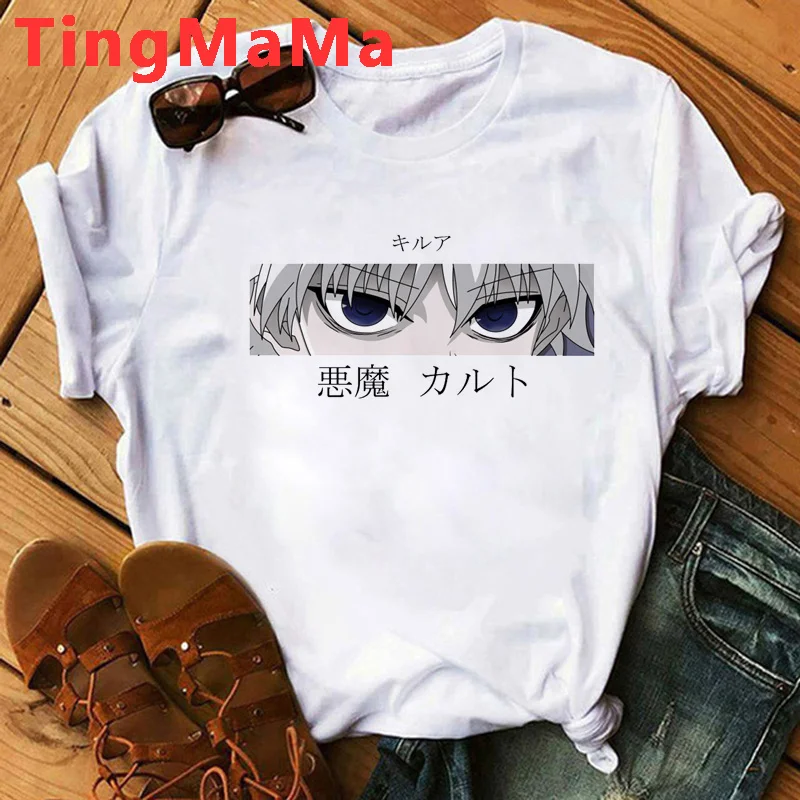 Hunter x Killua одежда мужская белая футболка ulzzang в эстетике Повседневная 2021 летняя kawaii
