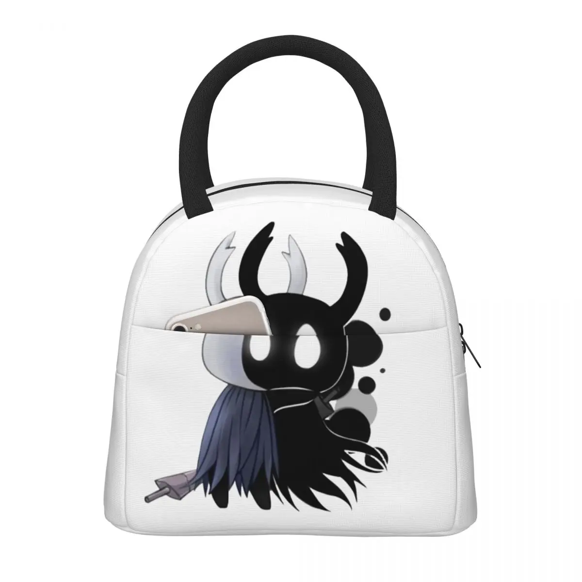 

Hollow Knight Lunch Bag Portable Insulated Canvas Cooler Skull Video Game Thermal Food Picnic Lunch Box for Women Children