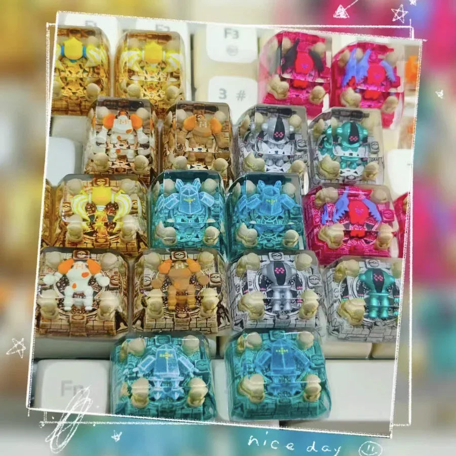 PTCG Pokemon Keycap 1U/1 25U Механическая клавиатура СмолаПрозрачный стереоскопический