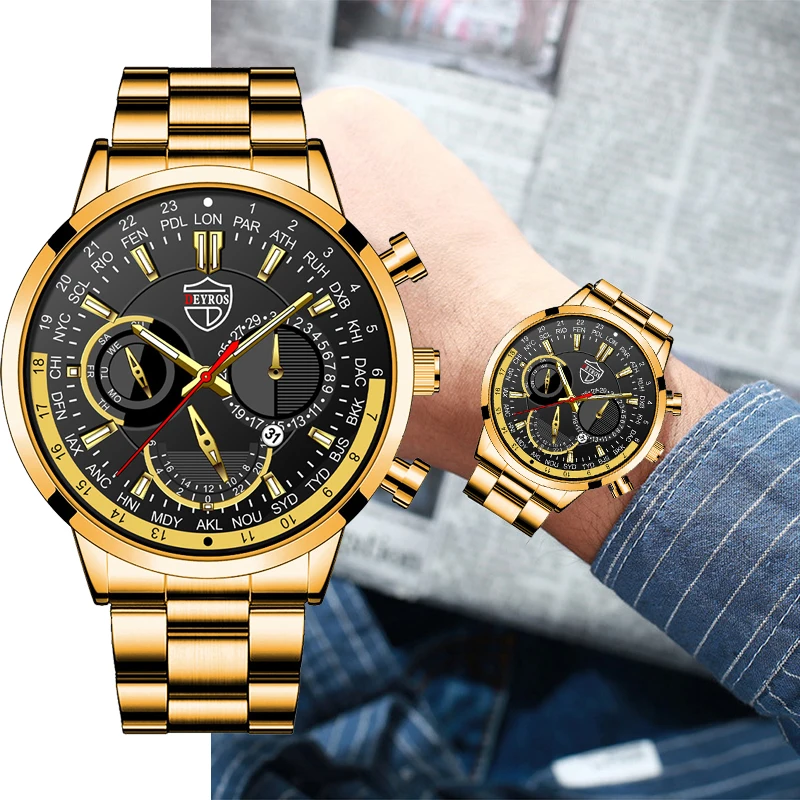 

Лидер продаж 2023, изысканный Многофункциональный Высокоточный циферблат с тремя глазами для мужских кварцевых стальных часов со стальным браслетом, мужские праздничные подарки