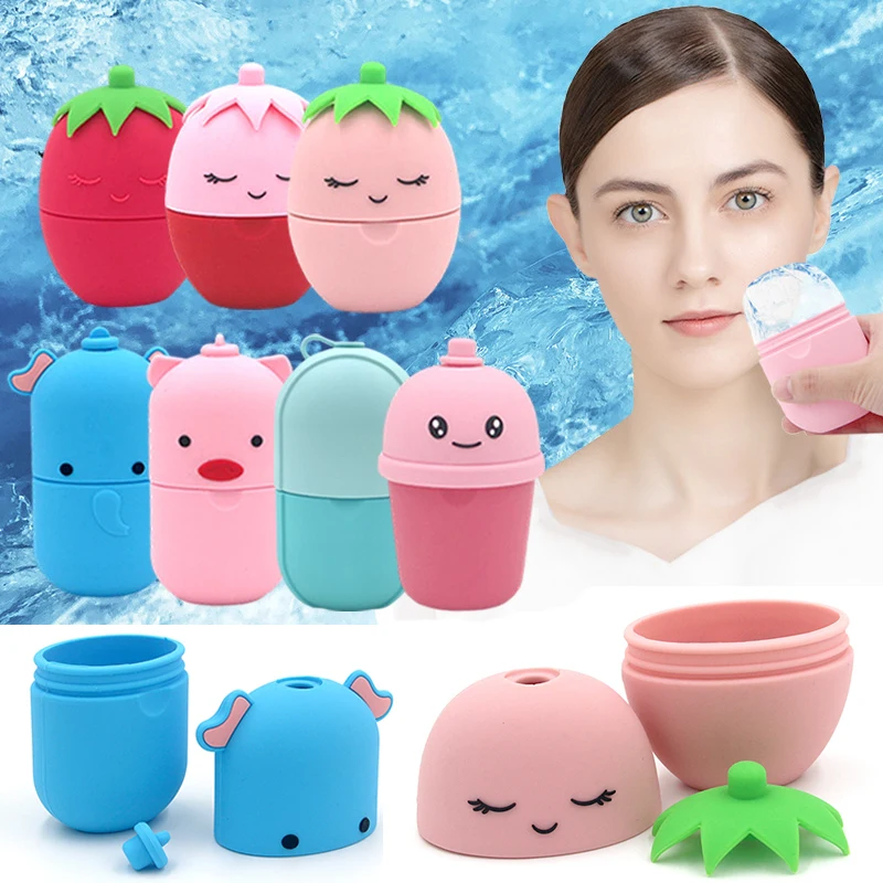 

6pcs/lot Cute Cartoon Face Ice Cube Tray Roller Skin Care Beauty Eye Bags Swelling Reduce Acne Removing Facial Massager Ice Mold