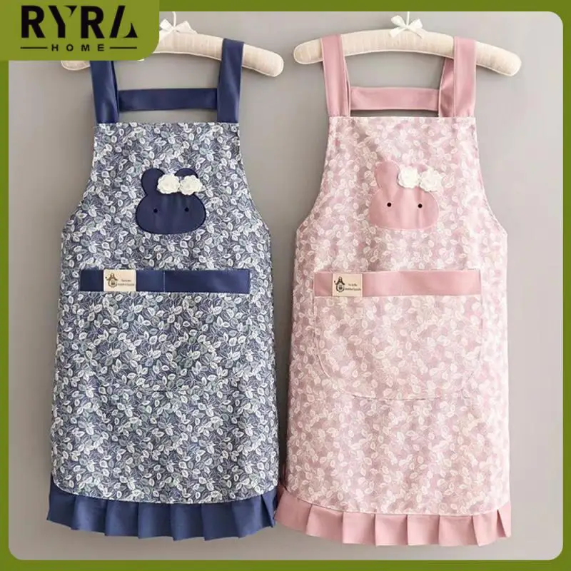 

85x70cm Catering Apron Small Fresh Apron Breathable Cute Work Clothes Kitchen Accessories Slub Cotton Cooking Household Fashion