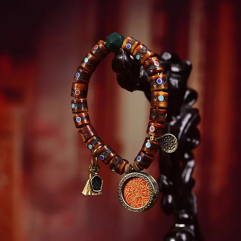 Дуобао инкрустированная костью яка одинарная обертка шесть слов прислов