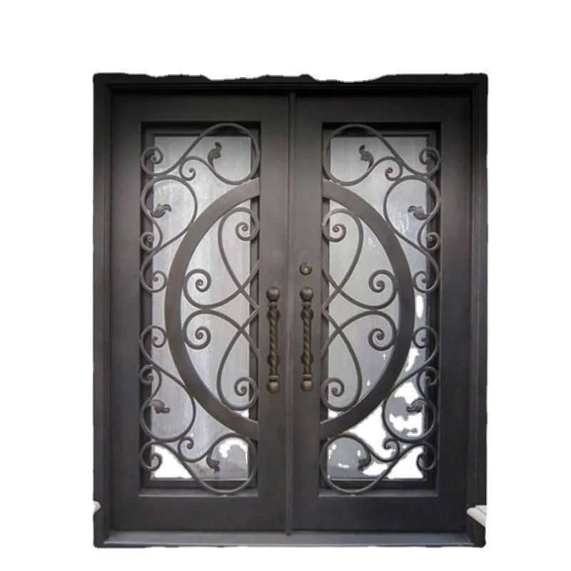 

Modern decorative wrought iron front patio double entry doors