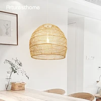 arturesthome bamboo fixtures led pendant light home indoor dining room hanging lamp handmade rattan pendant chandelier lights