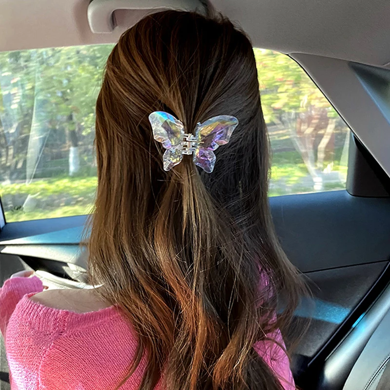 Ful Korean Hair Claw Clips For Girl Laser Aurora Butterfly Gripper Hair Accessories