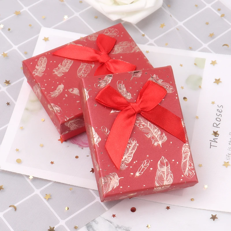 TONVIC Square Cardboard Ring Boxes Jewelry Organizer Party Gift Box With Sponge Inside 7X9X3cm Wholesale