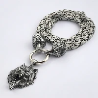 viking celtic wolf pendant necklace 2022 new nordic stainless steel wolf head chain king chain accessories viking jewelry