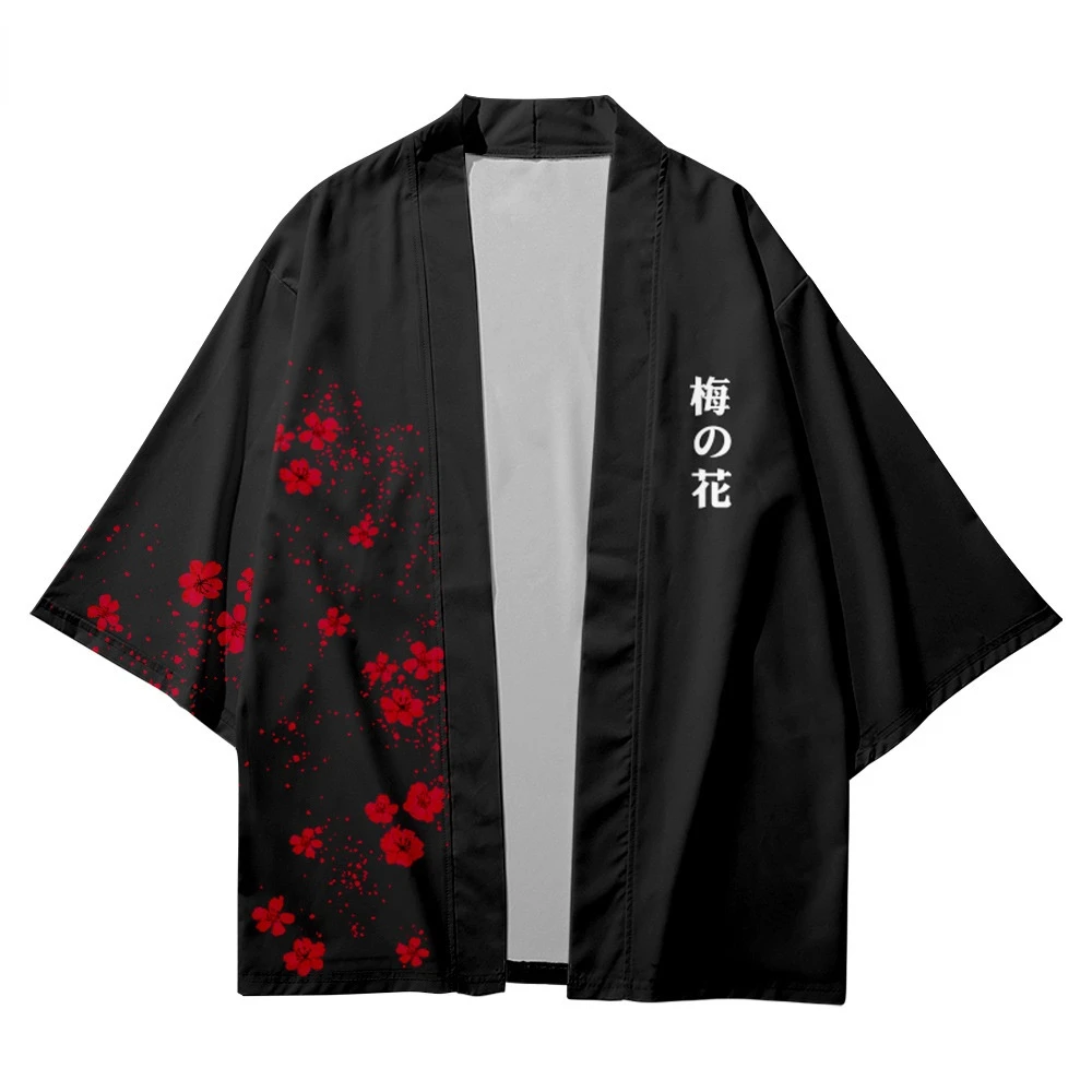 

Harajuku Traditional Samurai Plum Bossom Kimono Plus Size Haori Japanese Cardigan Loose Women Men Cosplay Yukata Clothing