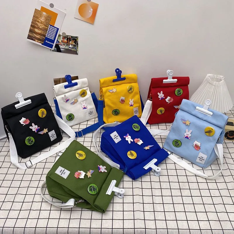 

Cute Canvas Shoulder Girl's Bag 2024 New Leisure Messenger Crossbody Bag Cotton Cloth Female Handbags Bolsas For Girl Students