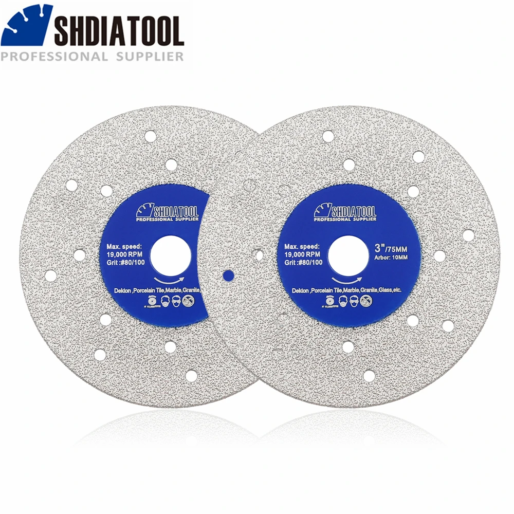 SHDIATOOL диаметром 75 мм, шлифовальный режущий диск для камня, ультратонкое пильное полотно, мраморная керамогранит, стеклорез, мини-3 дюйма, пластина с несколькими отверстиями