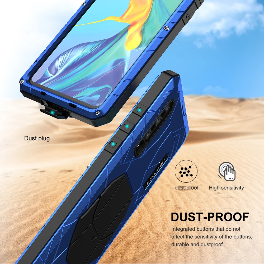 Original Imatch Phone Case Hard Aluminum Metal Tempered Glass Screen Protector Cover For Huawei P30 Lite / Pro Full Cover