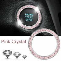 new pink circle trim practical car button diamond ring decorative accessories start switch