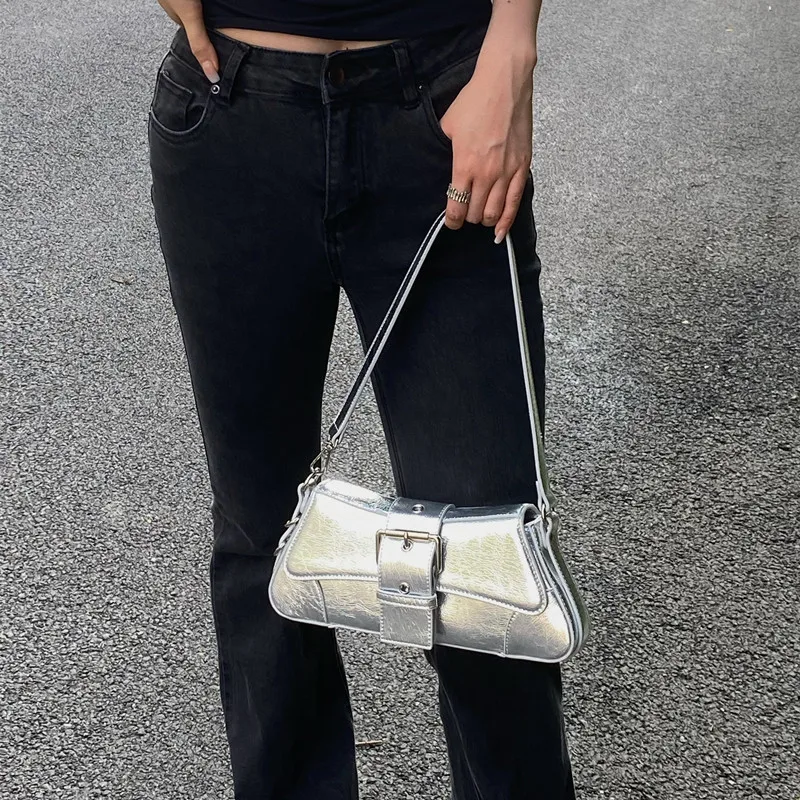 2022 Half Moon Underarm Bag for Women New PU Leather Shoulder Fashion Designer Shoulder Strap Chain Handbag