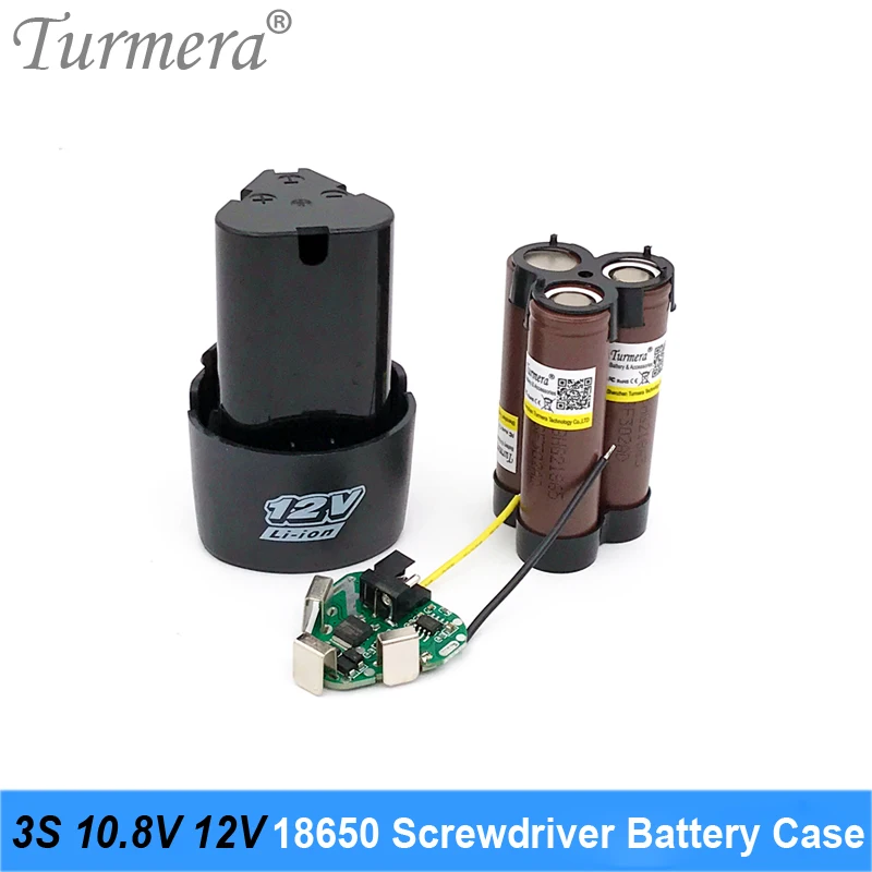 

Turmera 3S 10.8V 12V Screwdriver Drill Battery Case Power Bank Box 18650 Holder 3S 30A BMS Board for Shura Shrika Replace Use