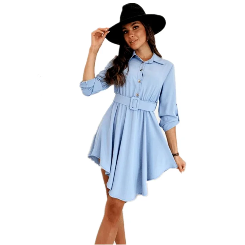 

Платье женское повседневное однотонное на весну/осень, свободное и удобное