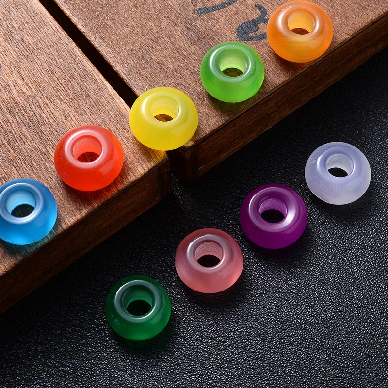 Круглые плоские бусины из смолы с большими отверстиями россыпью насыпью для