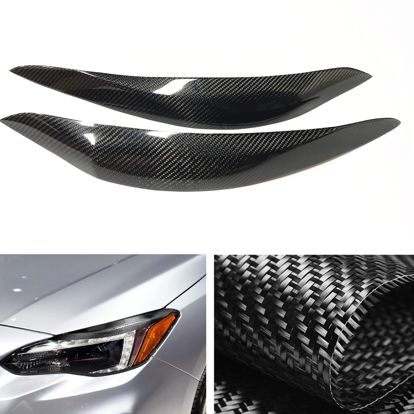 

Front Head Light Lamp Cover Trim For Subaru Impreza WRX STI 2015-2020 Carbon Fiber Headlight Eyelid Headlamp Eyebrow Lid Brow