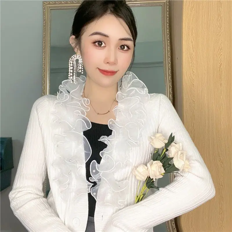 Женский вязаный кардиган с ушками топ V-образным вырезом новый свитер осень и