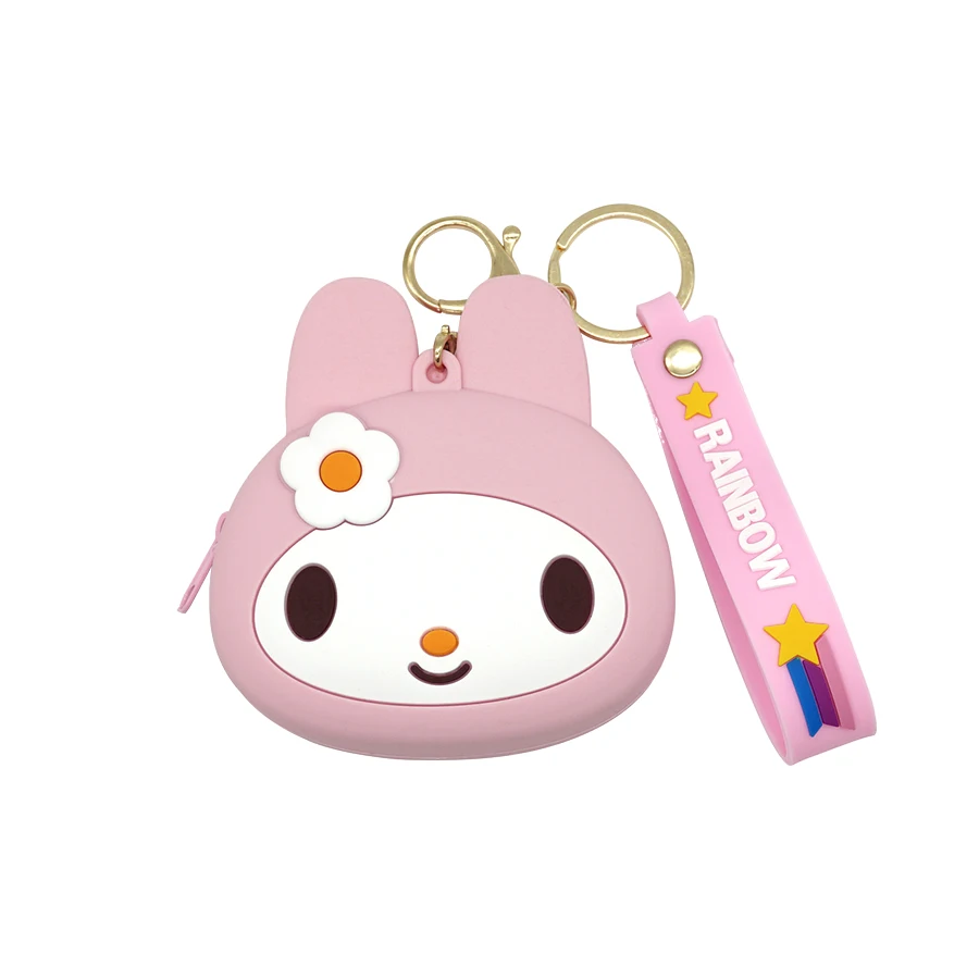 Kawaii Mini Wallet Cute Keychain Pendant Silicone Bag Cartoonwallet  Figure Earphone Storage Bag  2023New