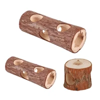 natural wood tunnel small animals chew toy hollow tree trunk activity center durable hideout for rat sugar glider gerbil