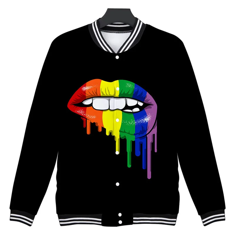 ЛГБТ бейсбольная куртка Униформа пальто Радужный Флаг для лесбиянок теплая