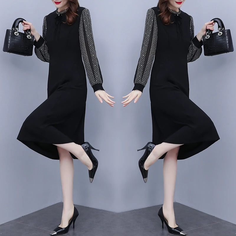 EHQAXIN осеннее новое женское платье модное 2024 повседневное сетчатое свободное