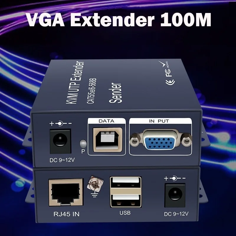 VGA USB KVM удлинитель видео аудио по RJ45 Cat5/5e/6 кабель до 100 м 200 конвертер приемник