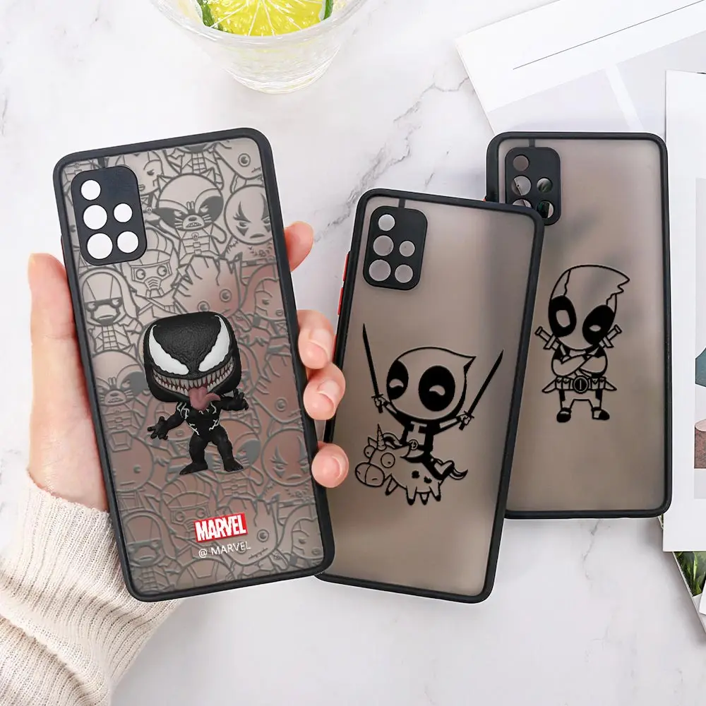 

Cute Deadpool Manga Funda A53 5G Case For Samsung A71 Case A52 A52s A13 A21S A23 A32 A33 A51 A73 Clear Matte Cover Marvel Comics