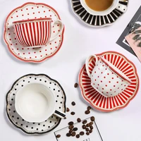 european striped ceramic coffee cup and saucer set home afternoon tea set french phnom penh flower teacup spoon mug