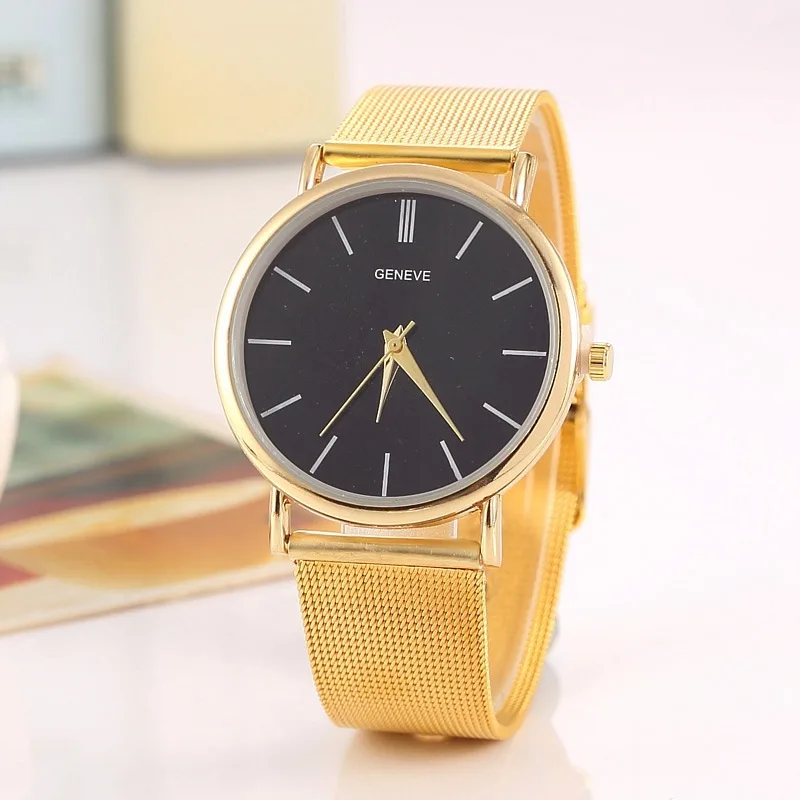 

Casual Watch For Men Simple High Quality Golden Alloy Strap Geneva Ultra Thin Dial Quartz Wristwatches Relogio Masculino Montre