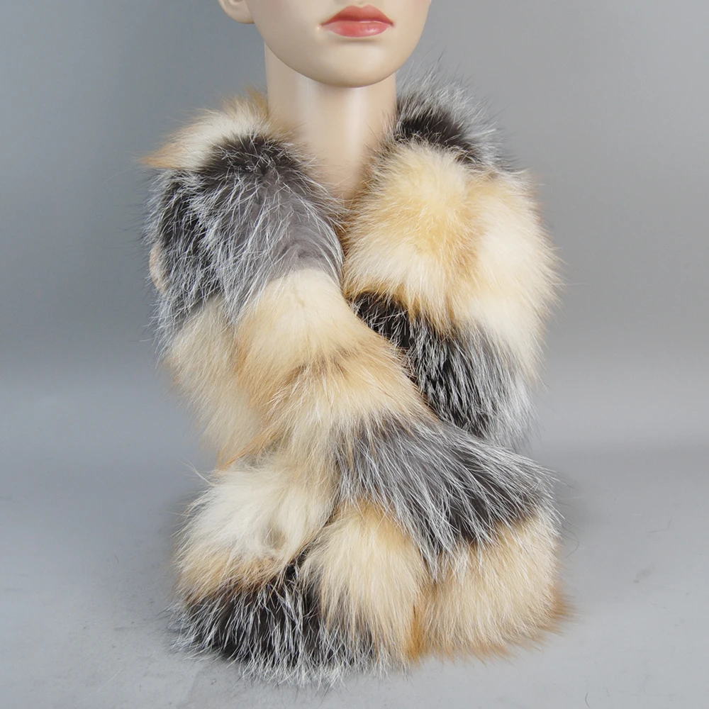 Новый стиль женский шарф из натурального лисьего меха для девочек зимний теплый