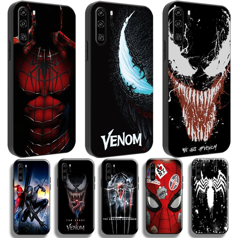 

Marvel Spiderman Venom Phone Case For Huawei P50 P40 P30 P20 Pro Lite 5G P Smart Z 2019 2021 Soft TPU Carcasa Bumper Black