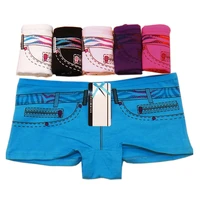 cotton women boxers shorts denim printed boyshort panties ladies girls knickers underwear for woman 6 pcsset