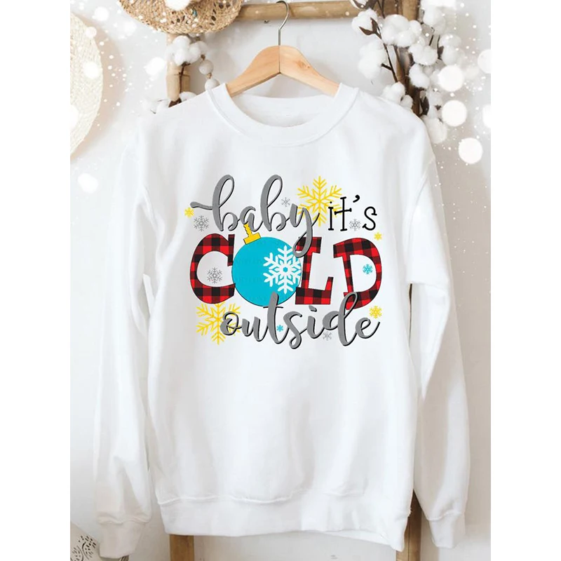 

Rheaclot Женская Повседневная хлопковая толстовка с длинным рукавом с рождественским принтом