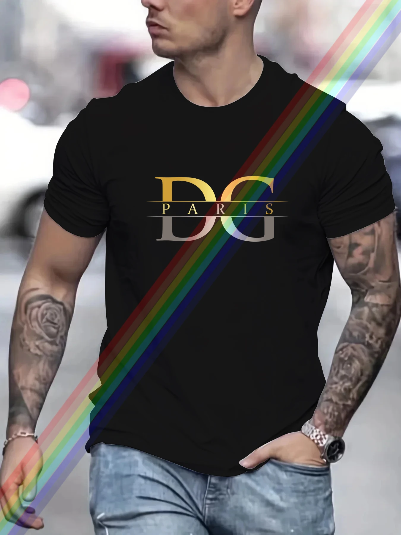 Роскошные брендовые футболки для мужчин летняя рубашка с градиентом и буквенным