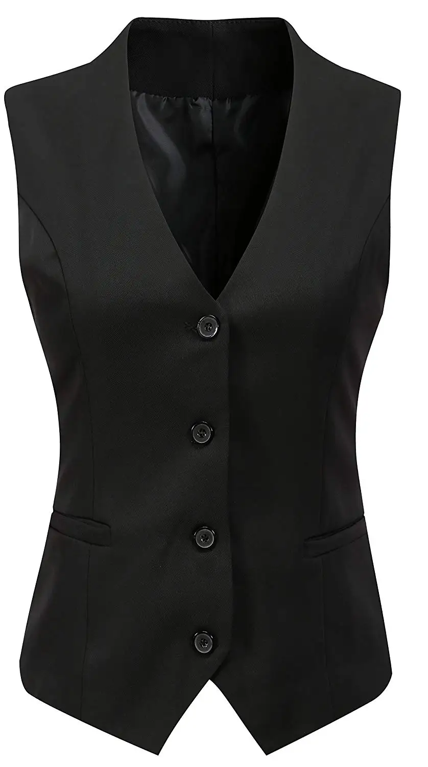 

Women's Solid Color V Neck Vest Hidden Pocket Handkerchief Hem Suitable For Party Casual Slim Top Coat